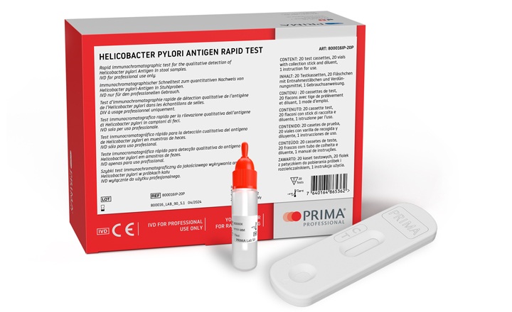 The PRIMA Professional H pylori antigen test available from Alpha Labs