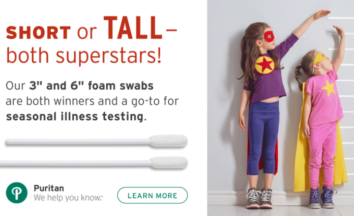 Puritan<sup>®</sup> Sterile Foam Swabs - Short or Long - Essential Testing Supplies